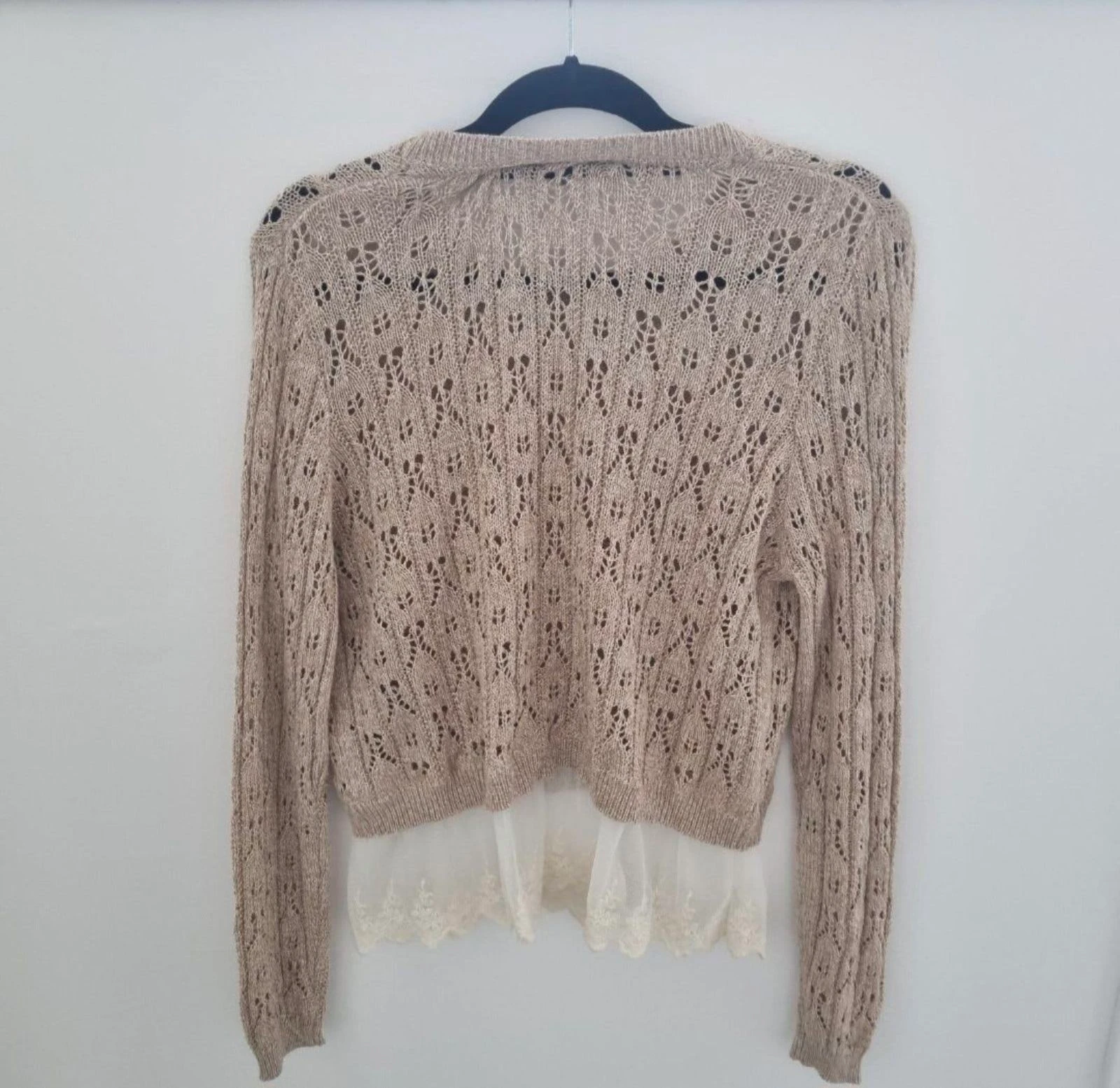 ONLY suéter de ganchillo con encaje – Beige / Arena – Talla M (Nuevo) – photo 4